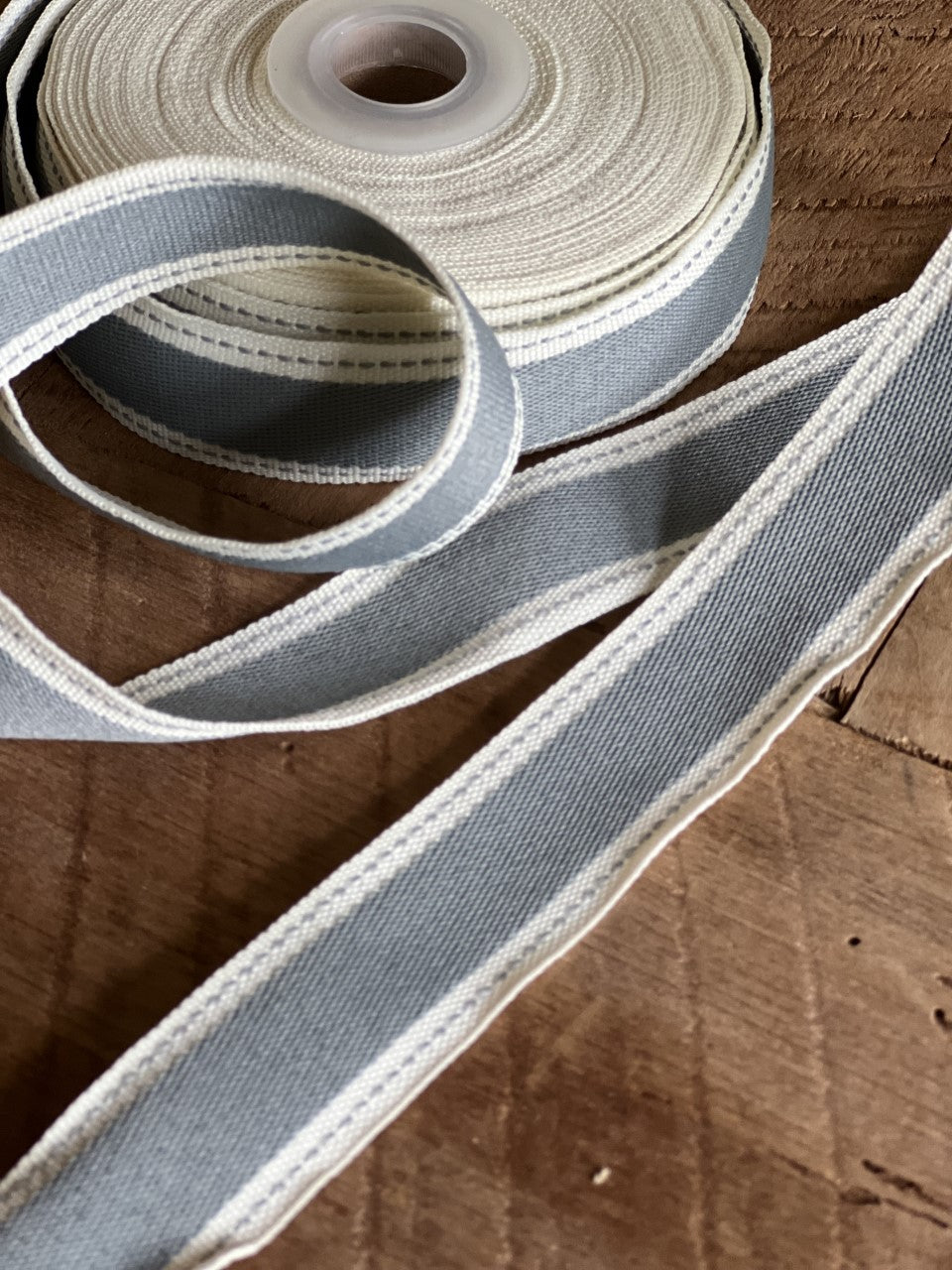 soft blue gray stripe ribbon