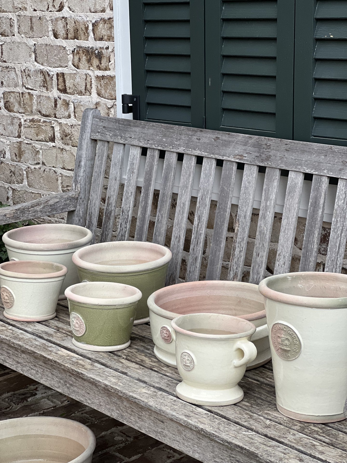 kew pottery in moss green