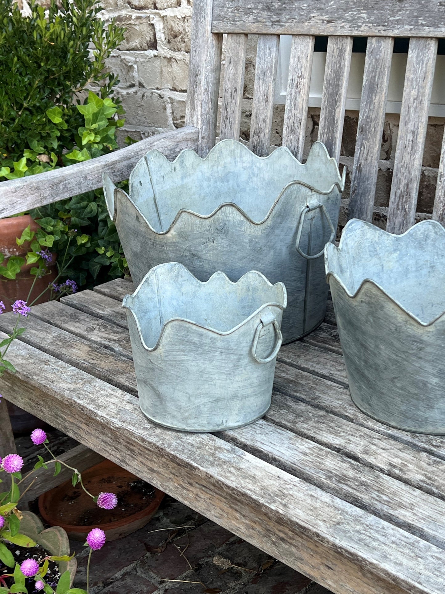 set of 3 cutest scallop metal planters