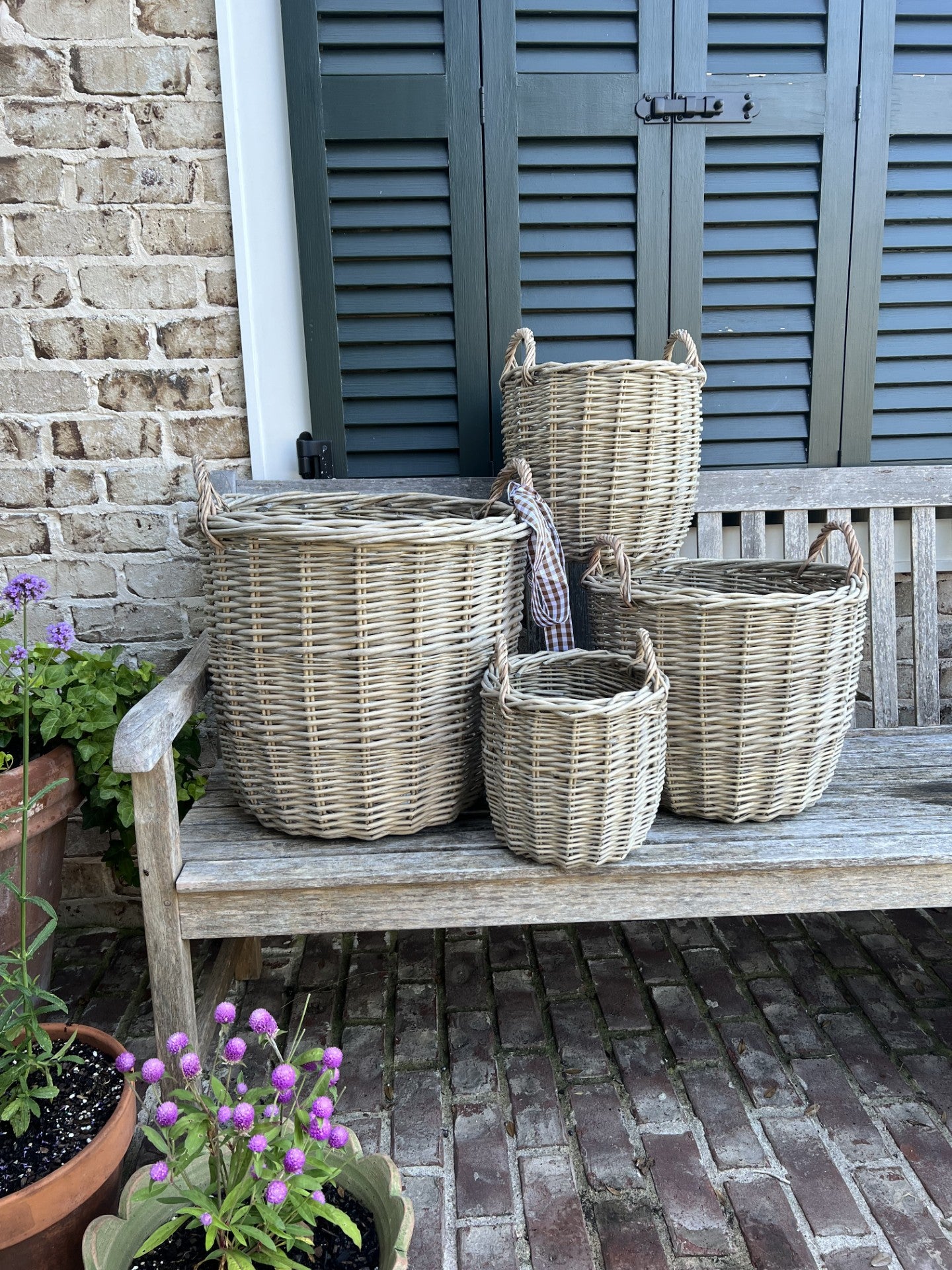set of 4 stunning olive picking baskets