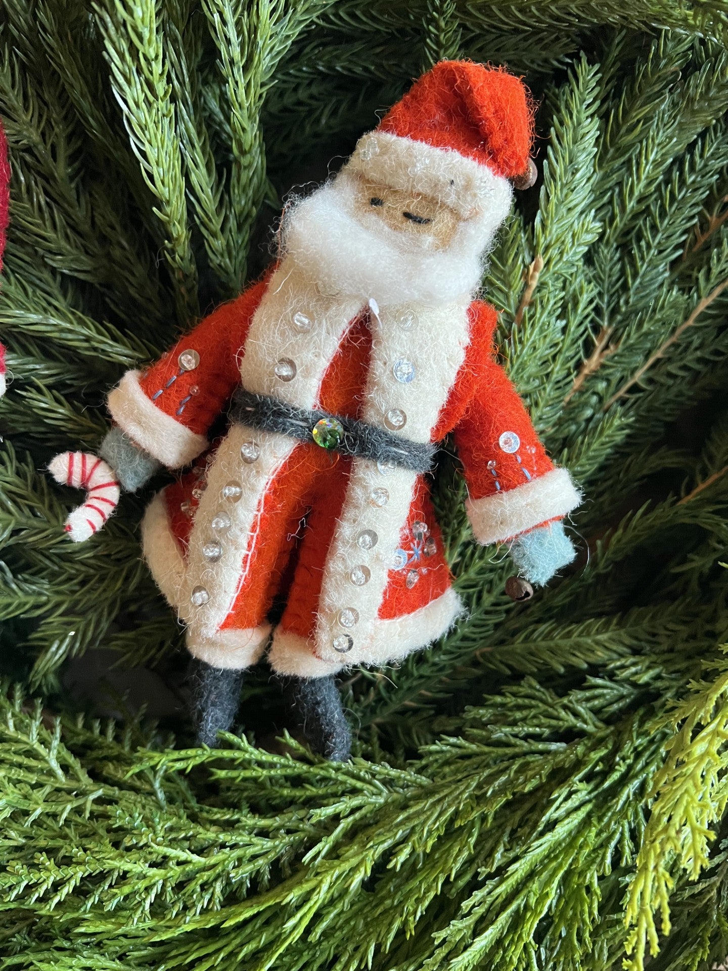 set/2 wool felt Santa ornaments