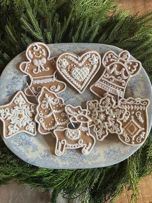 set of 8 of the world's cutest gingerbread ornaments