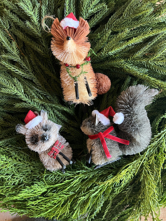 set of 3 bottlebrush ornaments