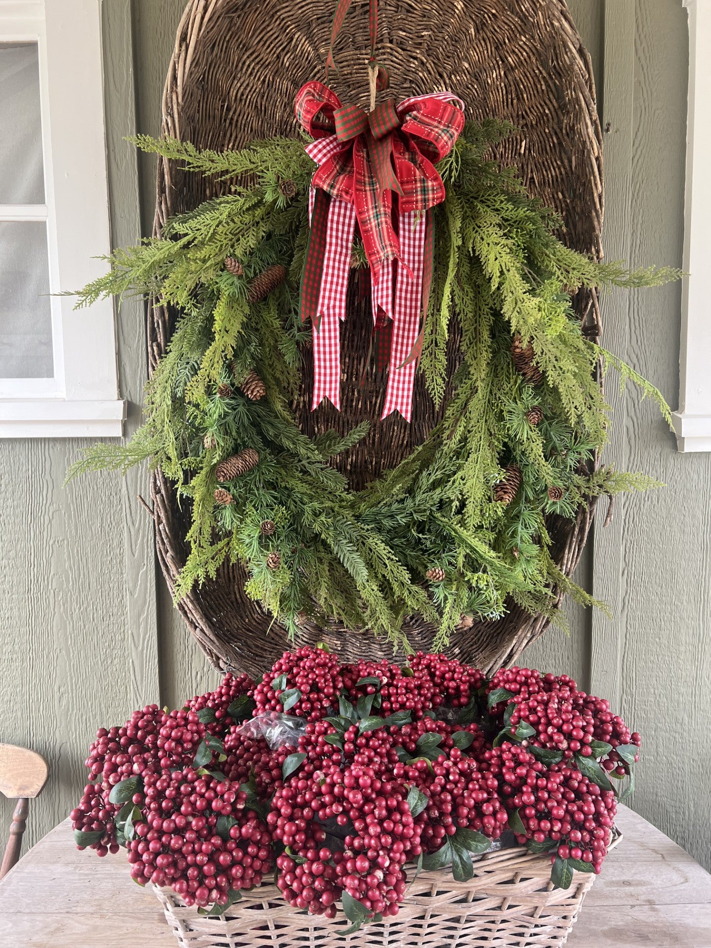 stunning oval cedar and pinecone wreath