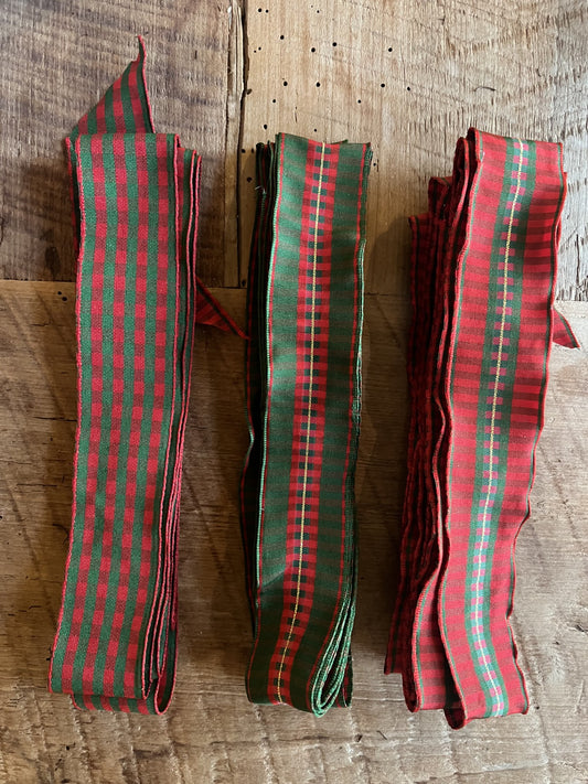 cutest Christmas plaid and gingham ribbon-3 variants