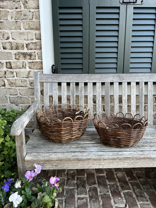 woven vine basket with scallop edge--small or large