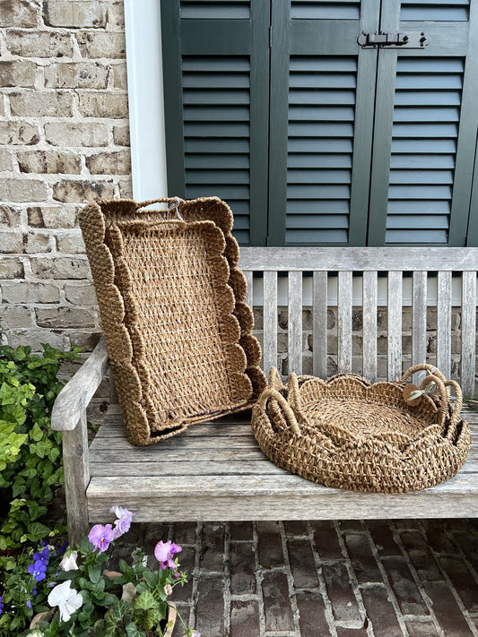 scallop basket tray with handles--round