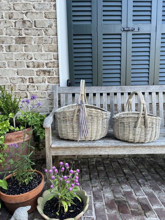 woven flea market baskets-set of 2