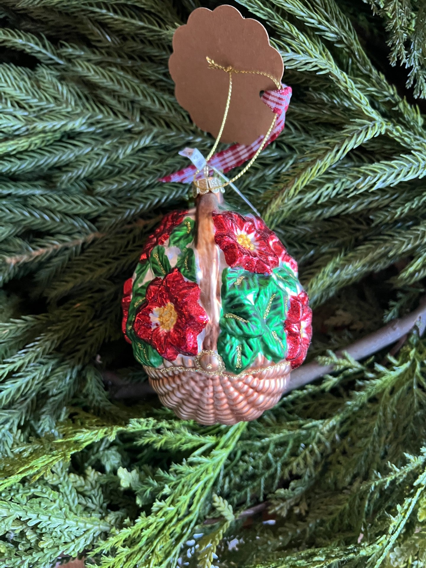 beautiful basket of poinsettias ornament