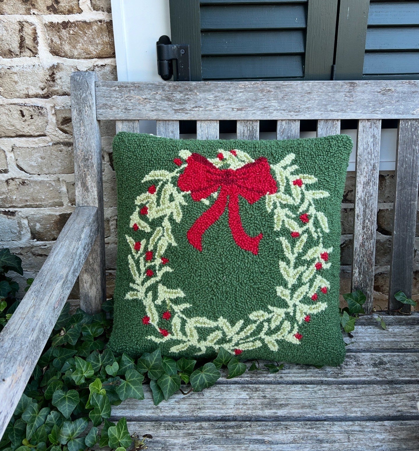 adorable Christmas hooked wool pillows..