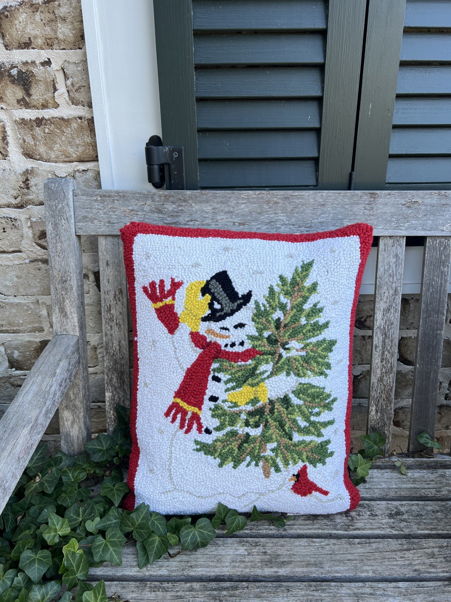 adorable Christmas hooked wool pillows..