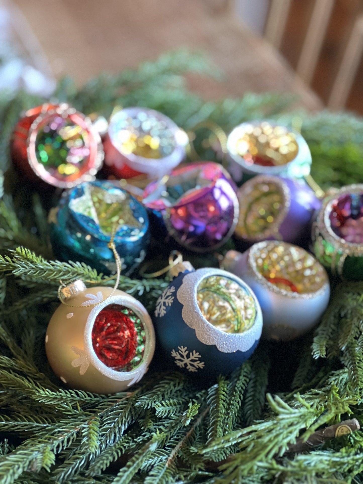 set of 12 beautiful colorful glass ornaments-set of 12