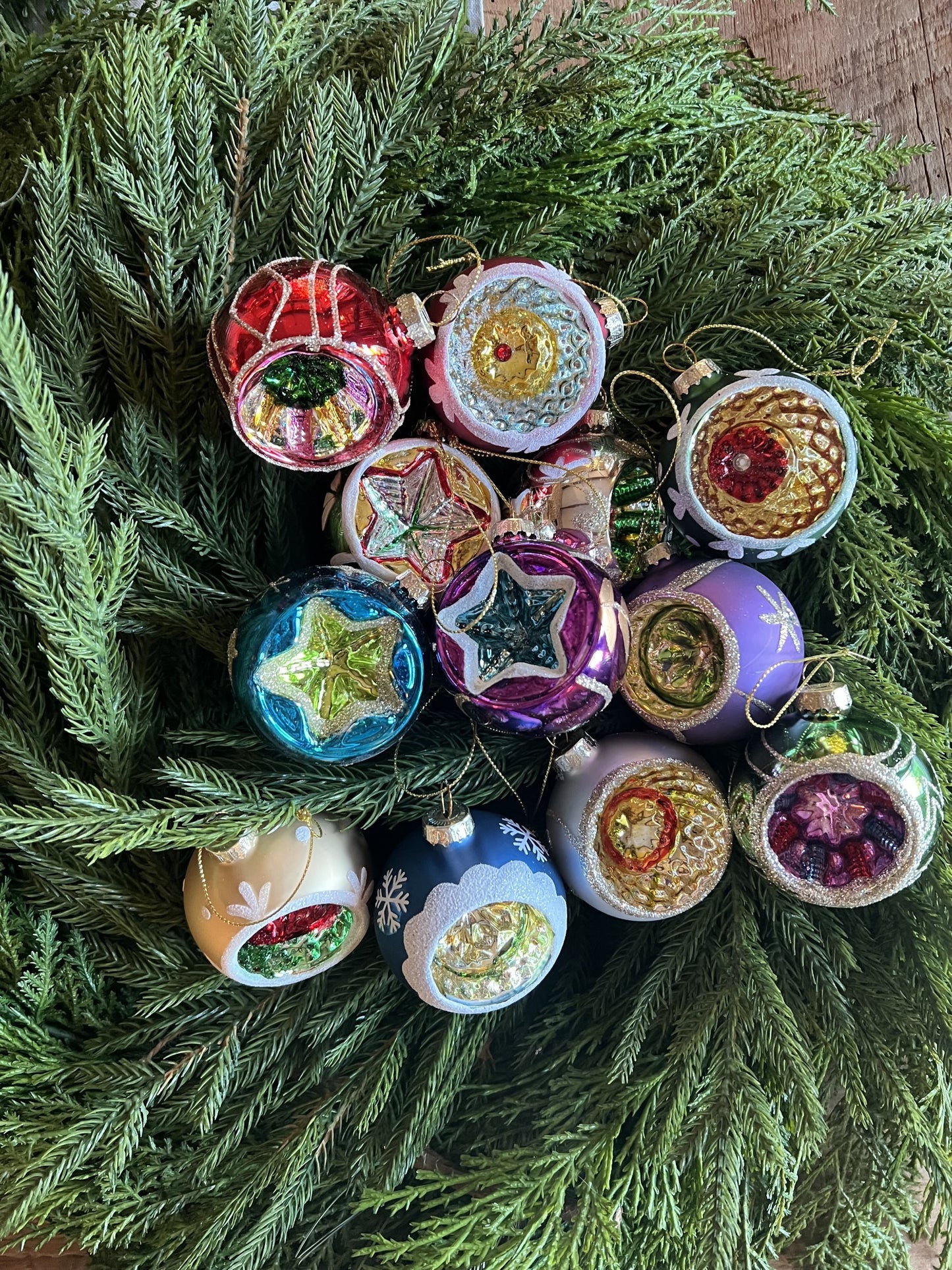 set of 12 beautiful colorful glass ornaments-set of 12